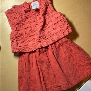 Peek coral embroidered eyelet type tank dress